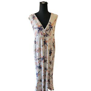 Tiffany Rose Floral Sleeveless Deep V Neck Maternity Long Maxi Dress Size 4